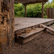 Tratamiento profesional de termitas aplicado en estructuras exteriores de madera para su eliminación